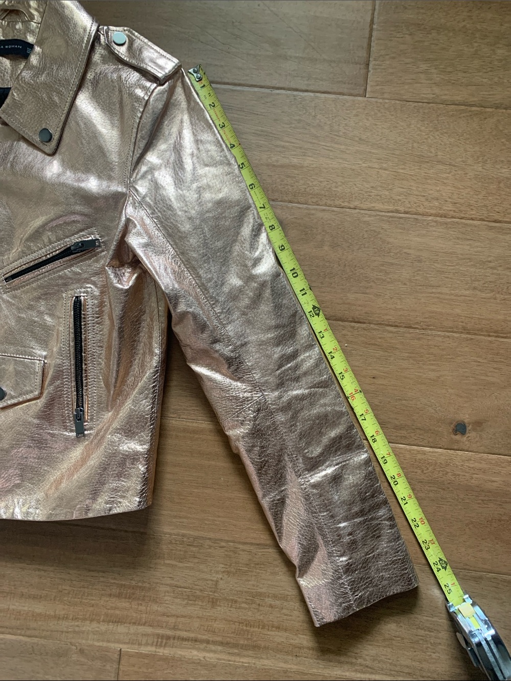 Metallic Rose Gold Moto Jacket - Women Size M - Picture 6 of 7